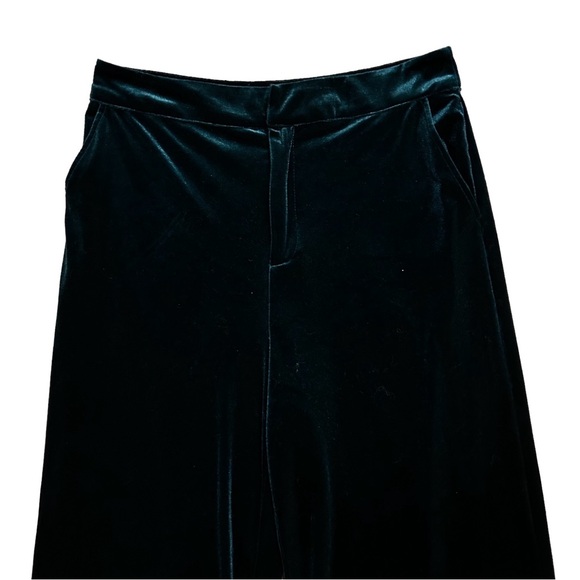 NWOT Green Velvet High Waist Wide Leg Pants L - Picture 2 of 12